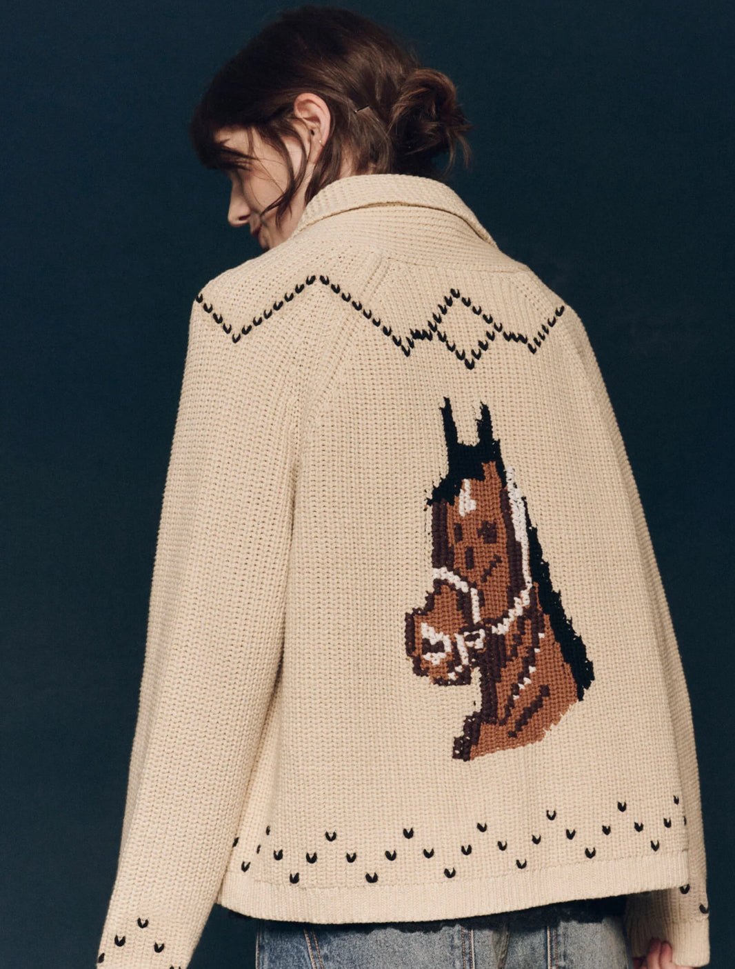 The Great - The Horse Lodge Cardigan in Cream - Kalifornia Jean Bar