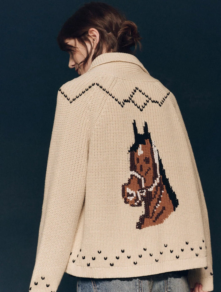The Great - The Horse Lodge Cardigan in Cream - Kalifornia Jean Bar