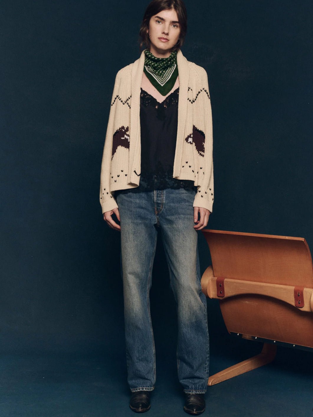 The Great - The Horse Lodge Cardigan in Cream - Kalifornia Jean Bar