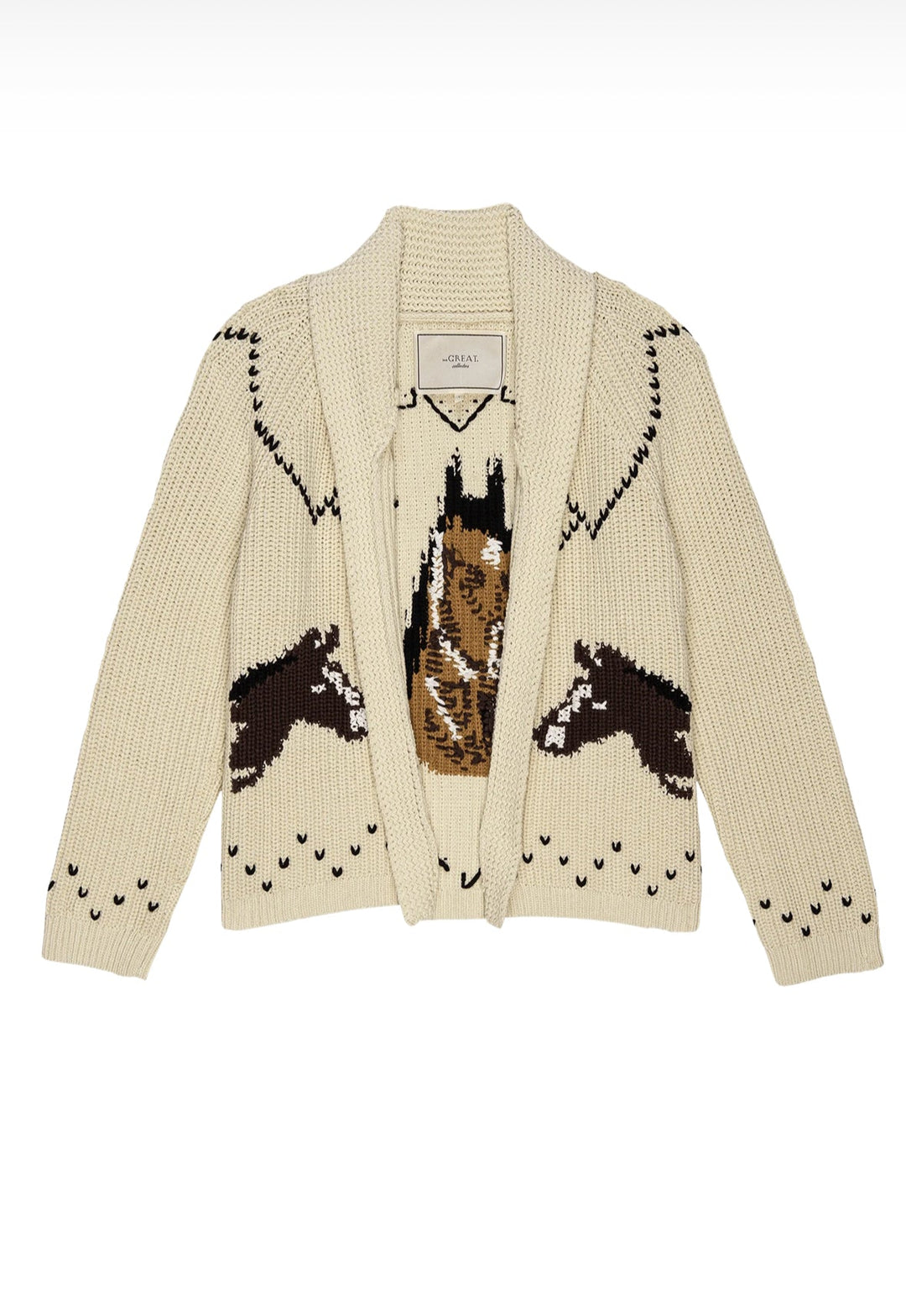 The Great - The Horse Lodge Cardigan in Cream - Kalifornia Jean Bar