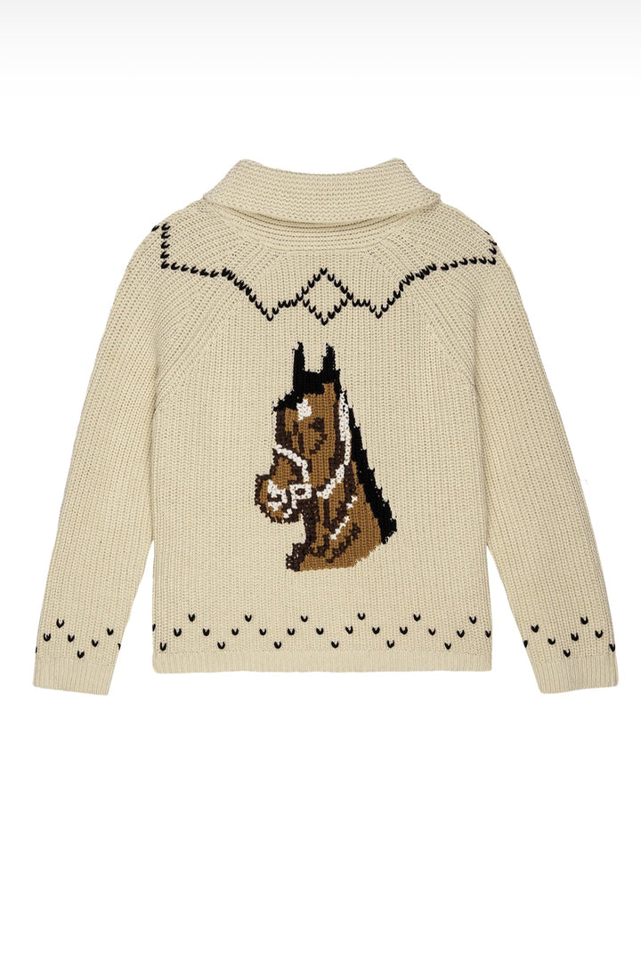 The Great - The Horse Lodge Cardigan in Cream - Kalifornia Jean Bar