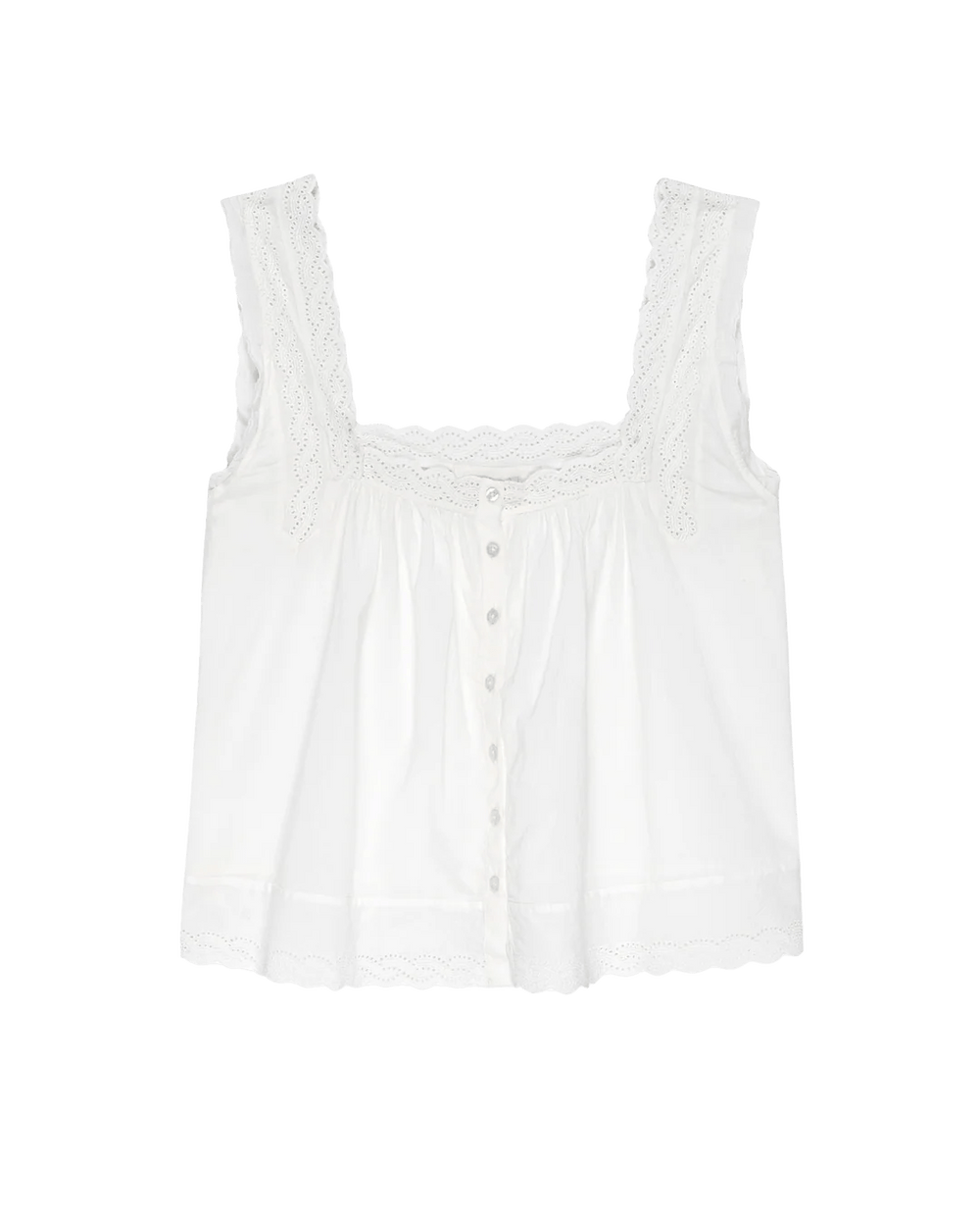 The Great - True White Eyelet Tank - Kalifornia Jean Bar