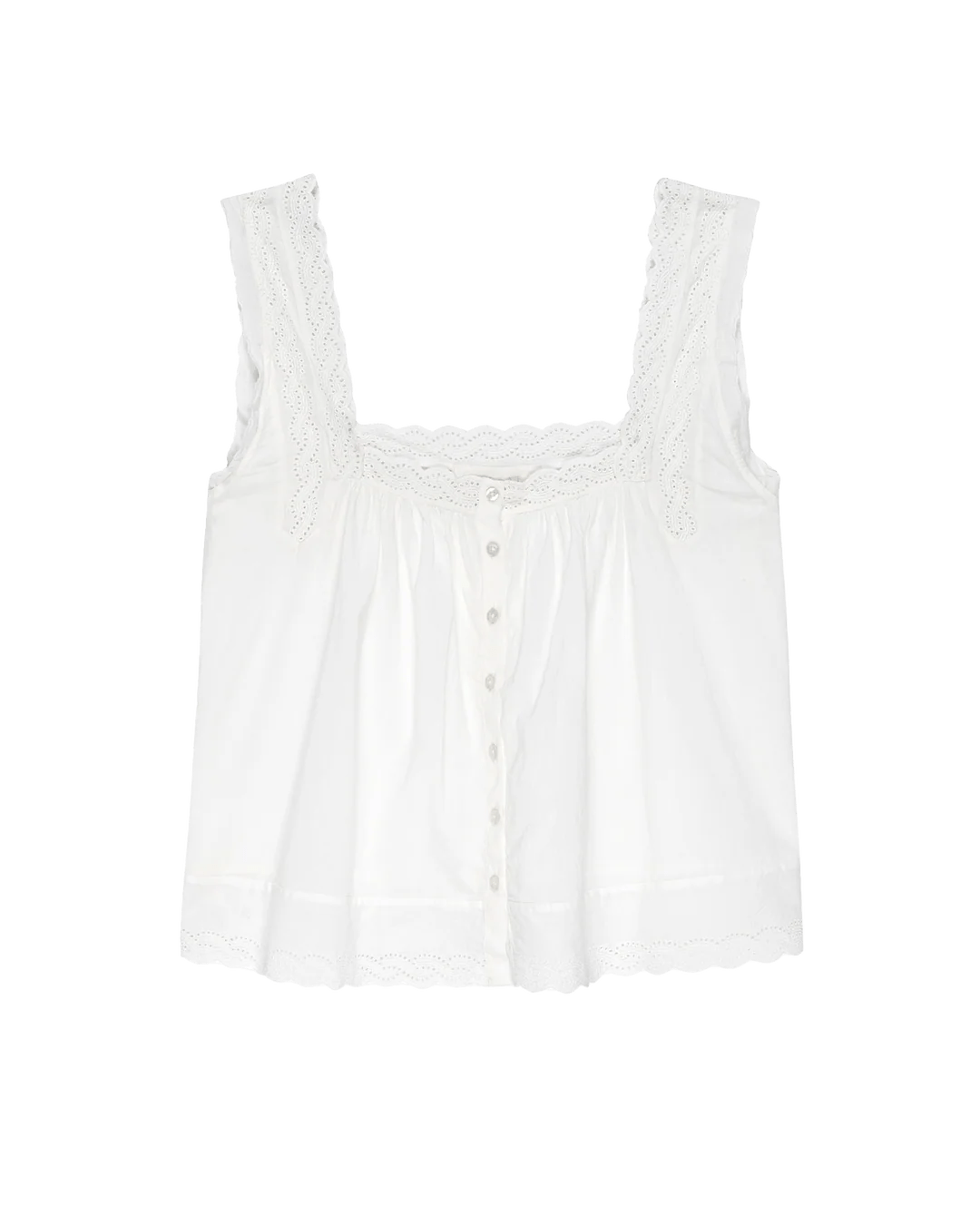 The Great - True White Eyelet Tank - Kalifornia Jean Bar
