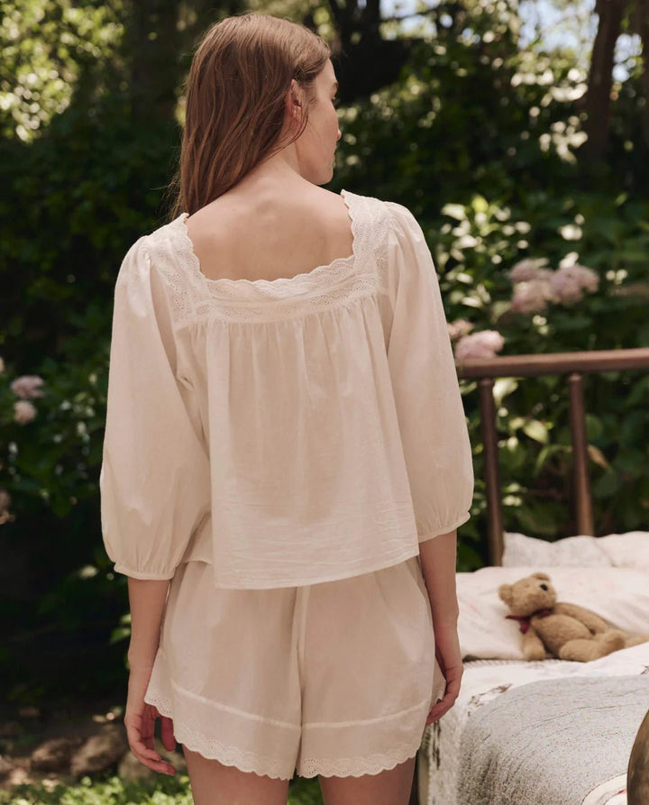 The Great - True White Eyelet Tap Short - Kalifornia Jean Bar