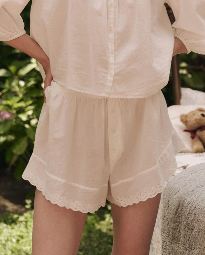 The Great - True White Eyelet Tap Short - Kalifornia Jean Bar