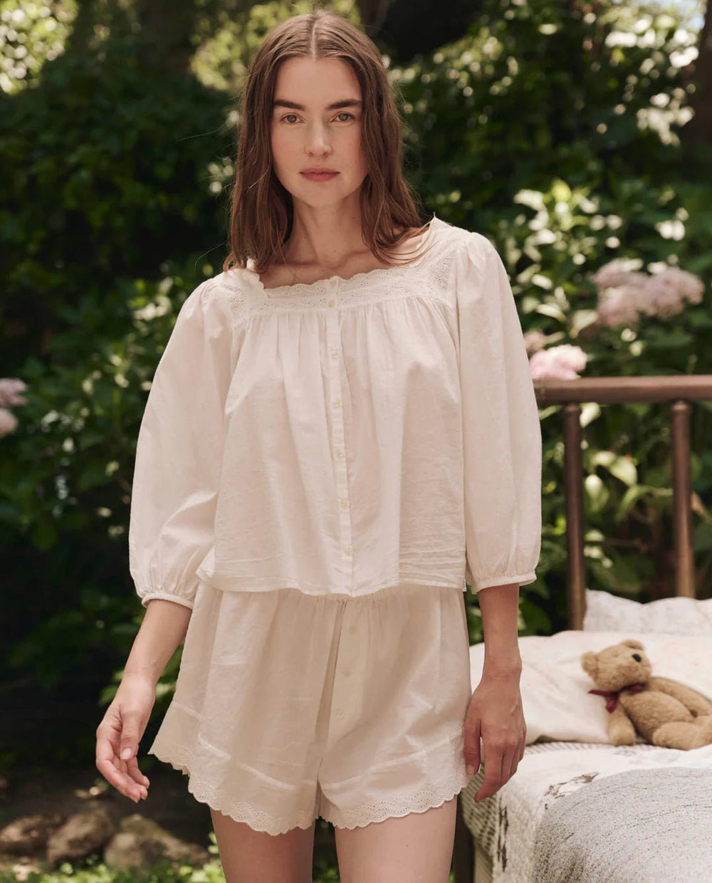 The Great - True White Eyelet Tap Short - Kalifornia Jean Bar