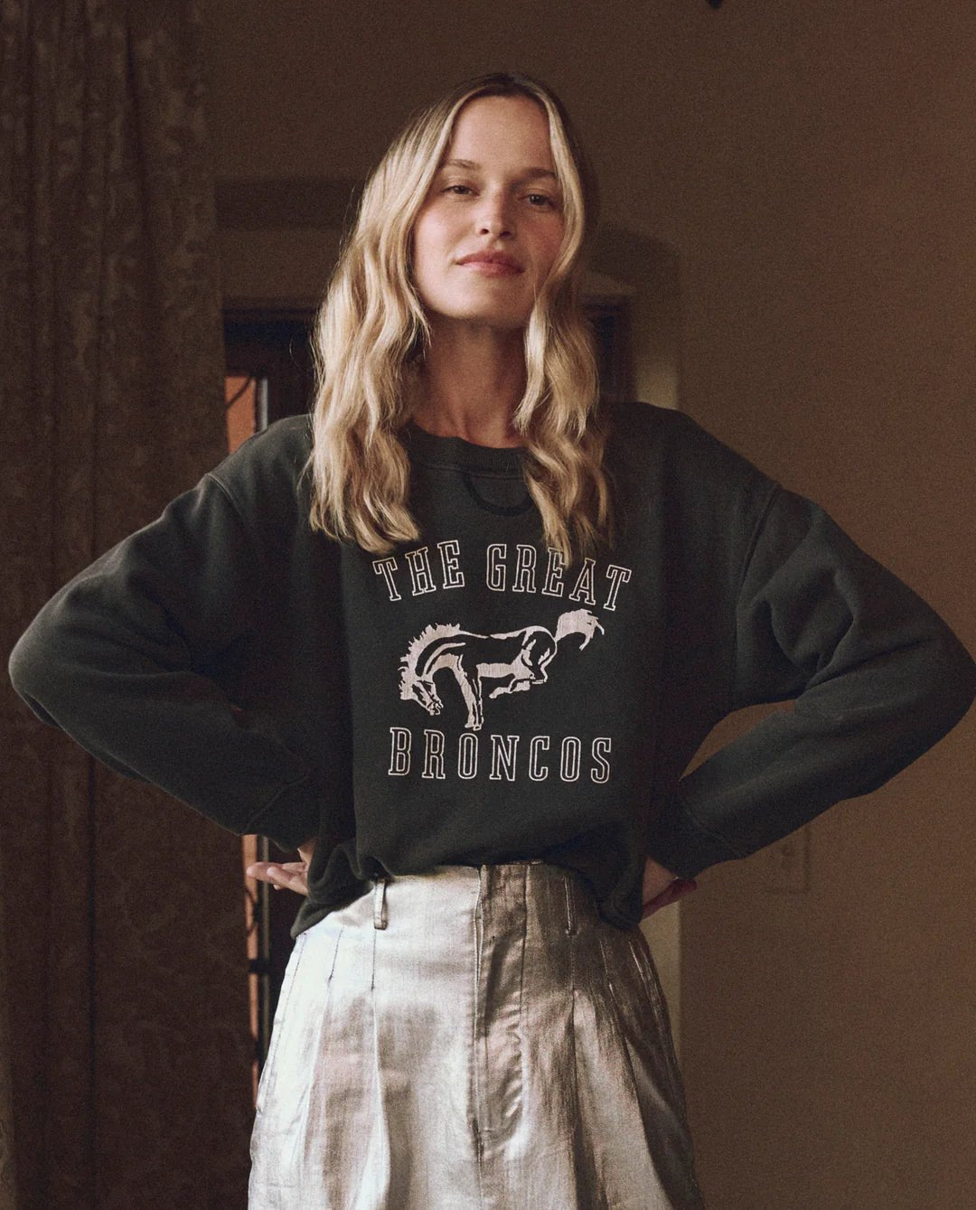 The Great - Washed Black Bucking Bronco League Sweatshirt - Kalifornia Jean Bar