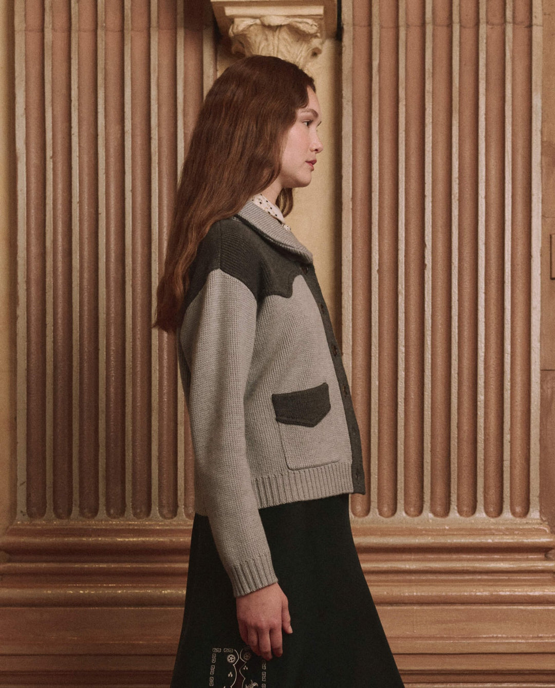 THE GREAT. - Western Cardigan Two Tone Heather Grey - Kalifornia Jean Bar