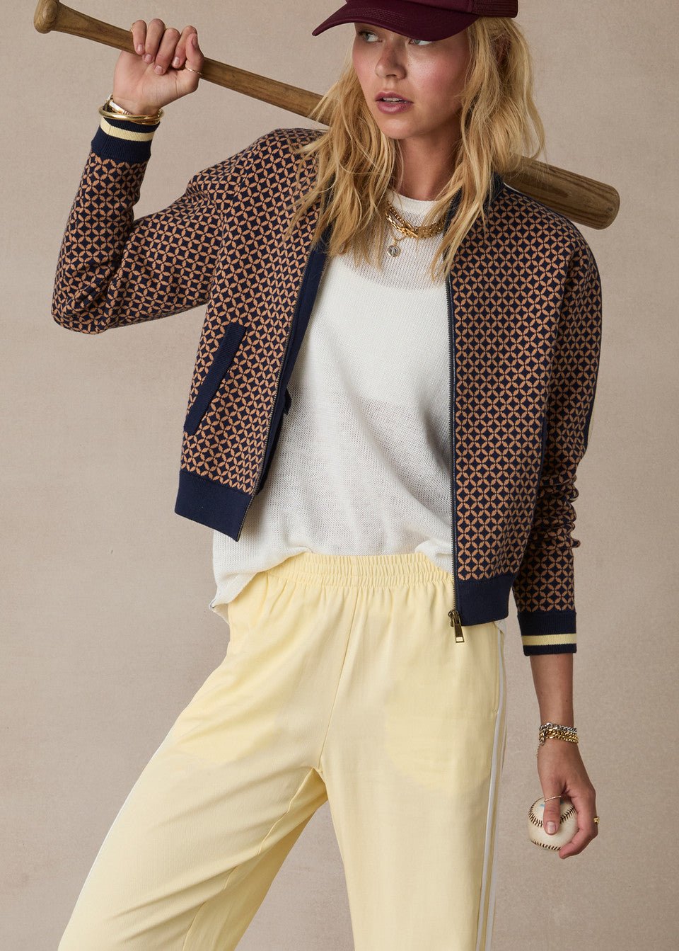 The Upside - Crossroad Margot Knit Jacket in Geo - Kalifornia Jean Bar