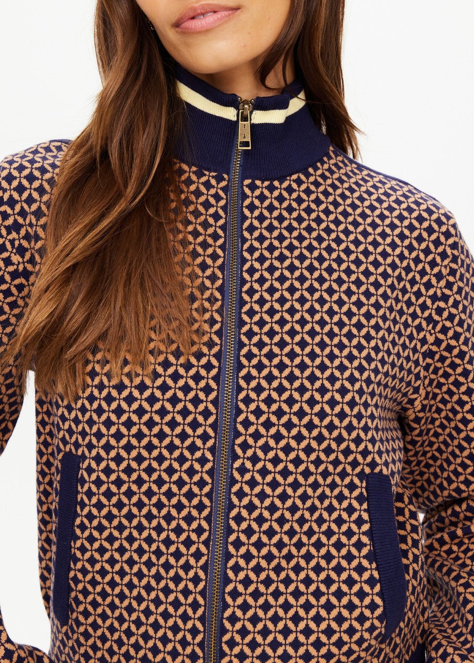 The Upside - Crossroad Margot Knit Jacket in Geo - Kalifornia Jean Bar