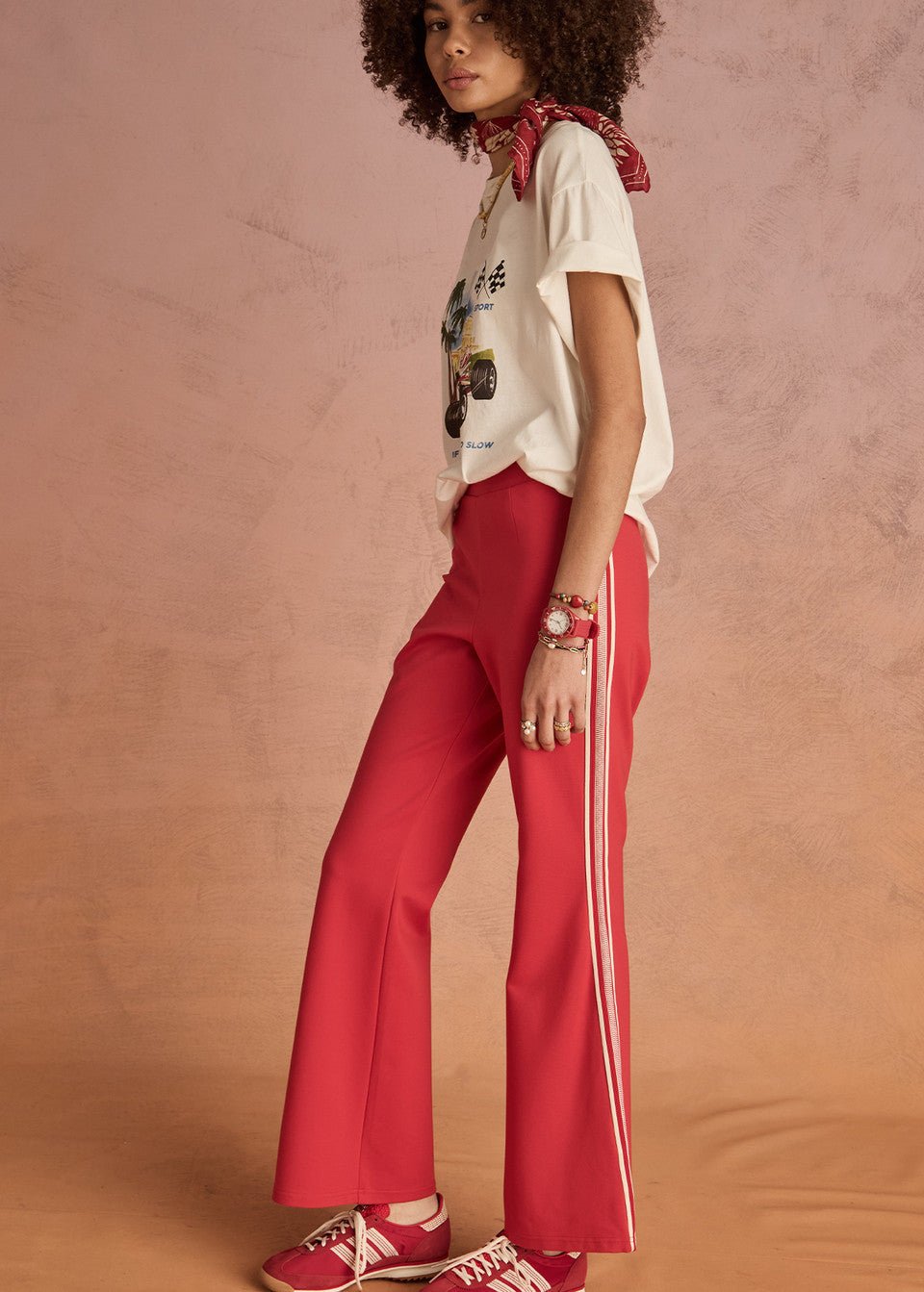 The Upside - Muse Flare Pant in Roja - Kalifornia Jean Bar