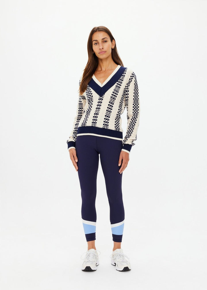 The Upside - Sonny V Neck Sweater in Check - Kalifornia Jean Bar