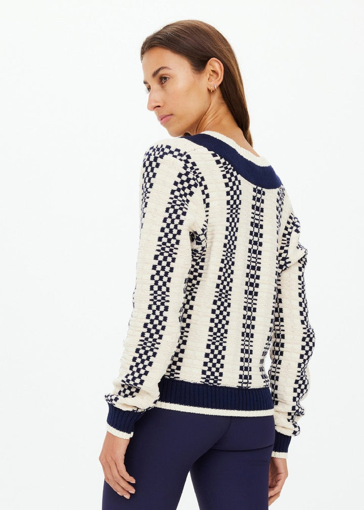 The Upside - Sonny V Neck Sweater in Check - Kalifornia Jean Bar