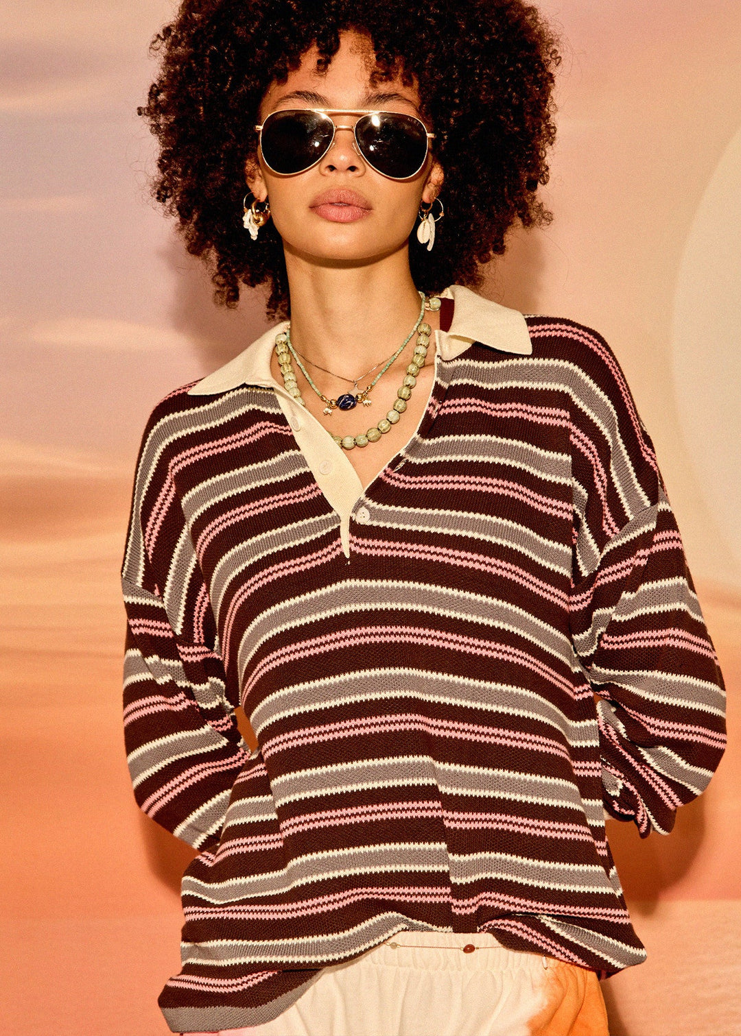 The Upside - Wonder Knit Stripe Polo - Kalifornia Jean Bar