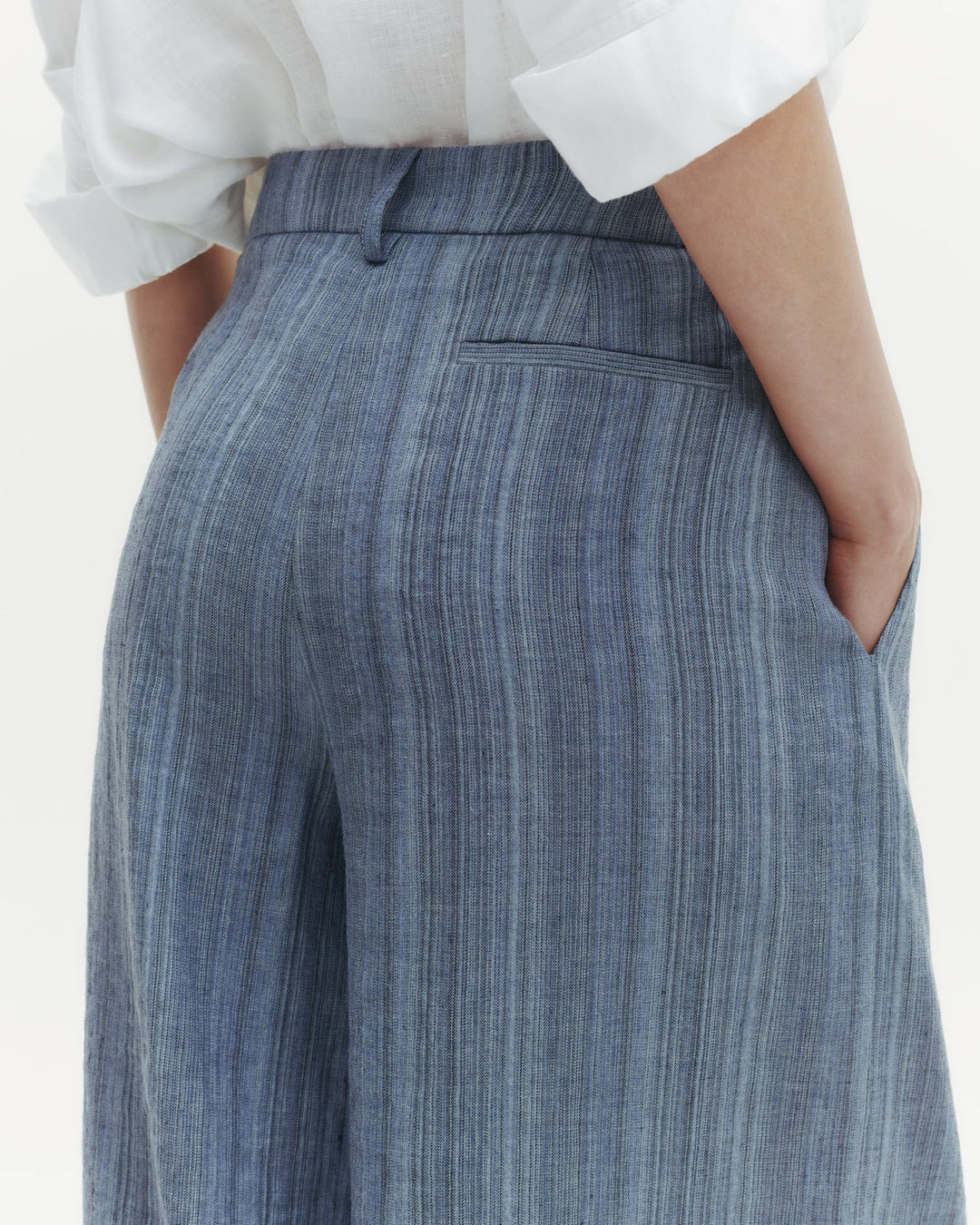 TWP - Blue Multi Didi Pant in Linen Gabardine - Kalifornia Jean Bar
