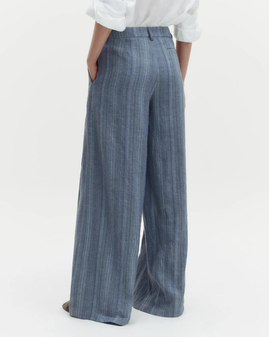 TWP - Blue Multi Didi Pant in Linen Gabardine - Kalifornia Jean Bar