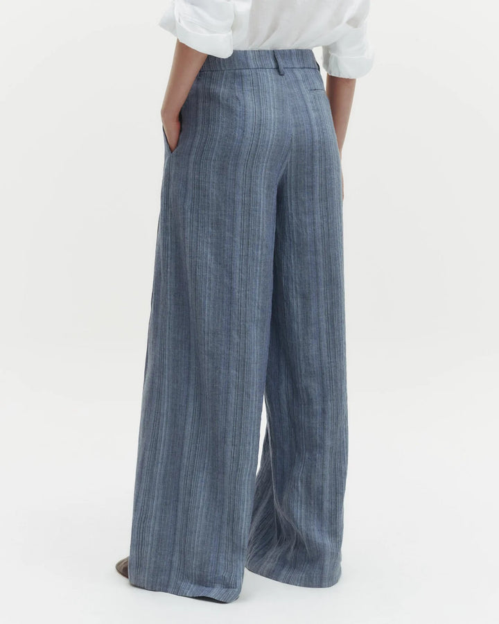 TWP - Blue Multi Didi Pant in Linen Gabardine - Kalifornia Jean Bar
