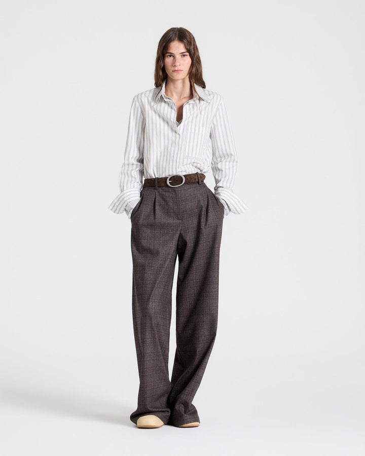 TWP - Double Layer Boyfriend Shirt - Turkish Coffee / Ivory - Kalifornia Jean Bar