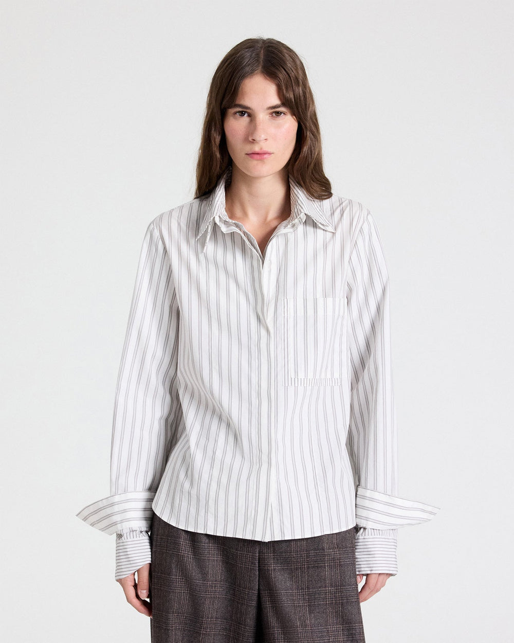 TWP - Double Layer Boyfriend Shirt - Turkish Coffee / Ivory - Kalifornia Jean Bar
