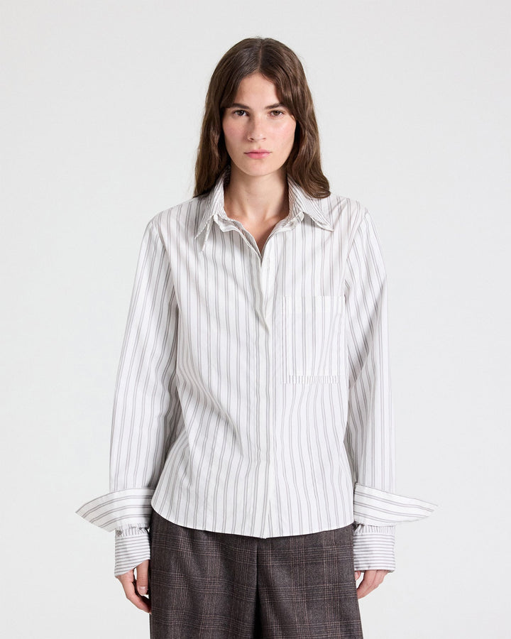 TWP - Double Layer Boyfriend Shirt - Turkish Coffee / Ivory - Kalifornia Jean Bar