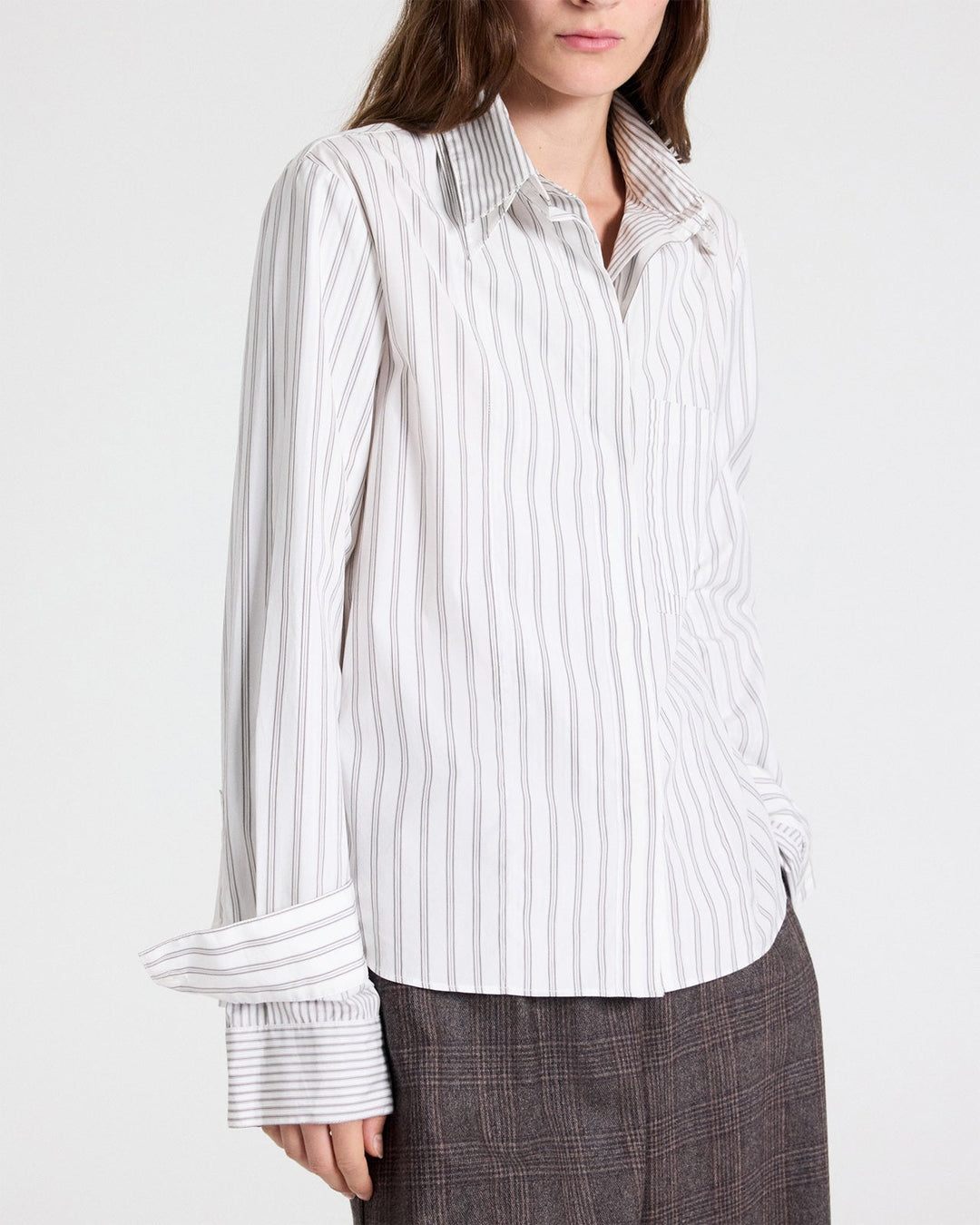 TWP - Double Layer Boyfriend Shirt - Turkish Coffee / Ivory - Kalifornia Jean Bar