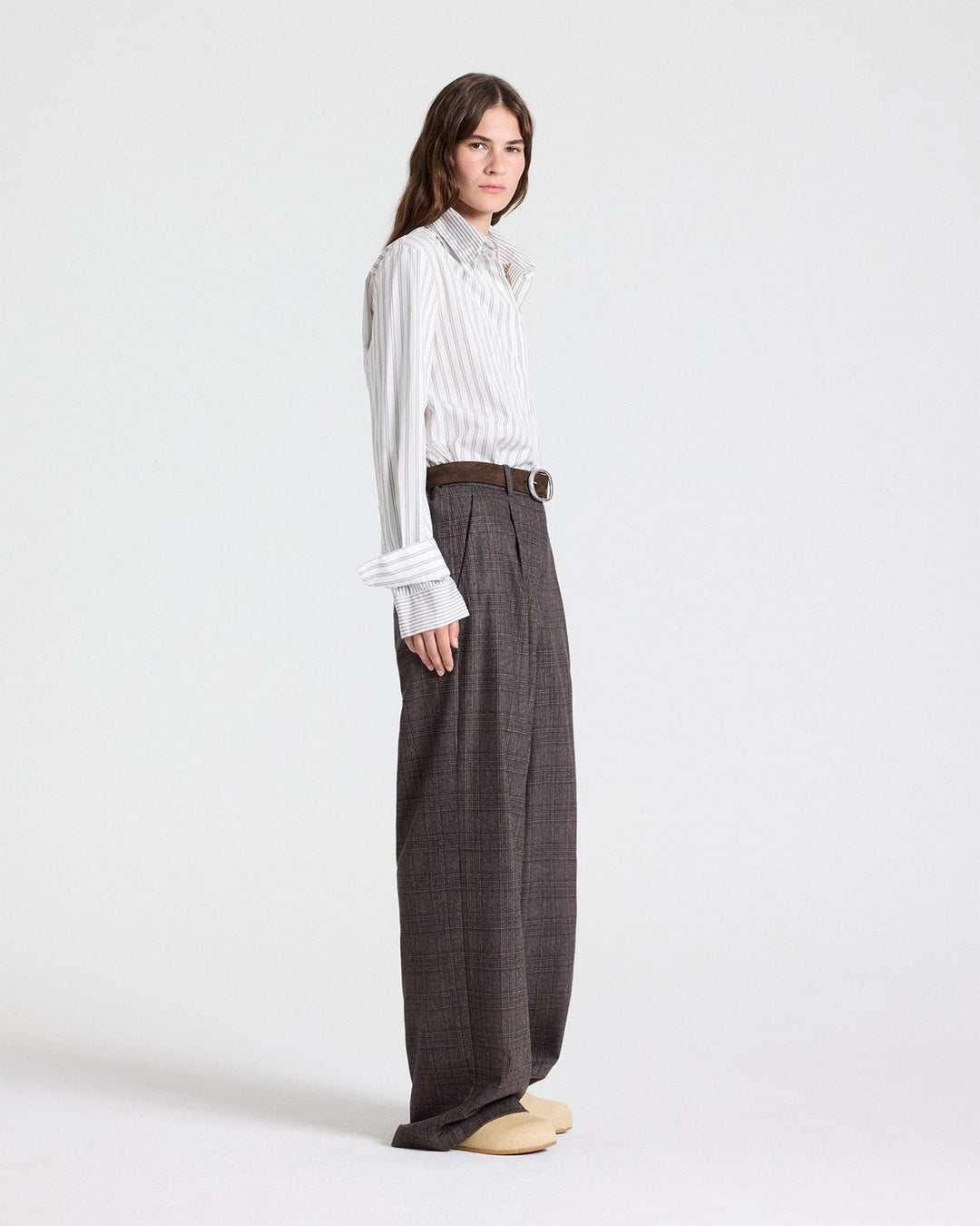 TWP - Double Layer Boyfriend Shirt - Turkish Coffee / Ivory - Kalifornia Jean Bar