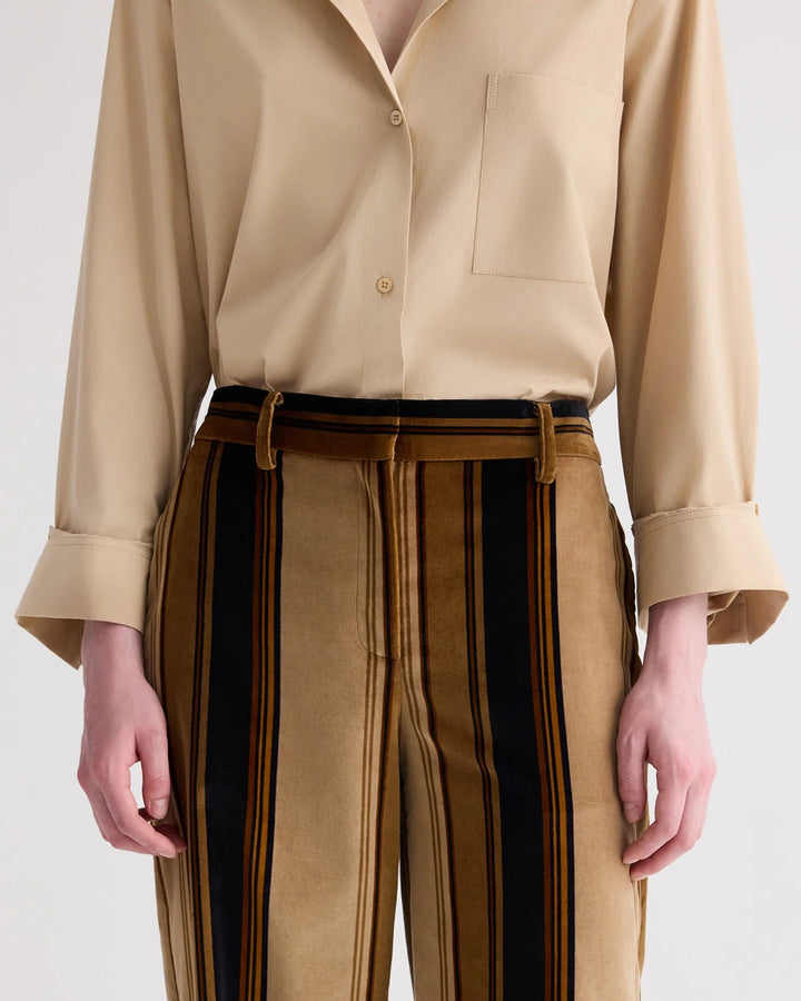 TWP - Isla Pant Sepia Tint/Midnight Baiadere Stripe Cotton Velvet - Kalifornia Jean Bar