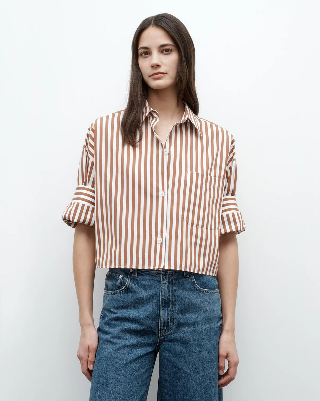 TWP - Next Ex Shirt in Ivory and Cognac - Kalifornia Jean Bar