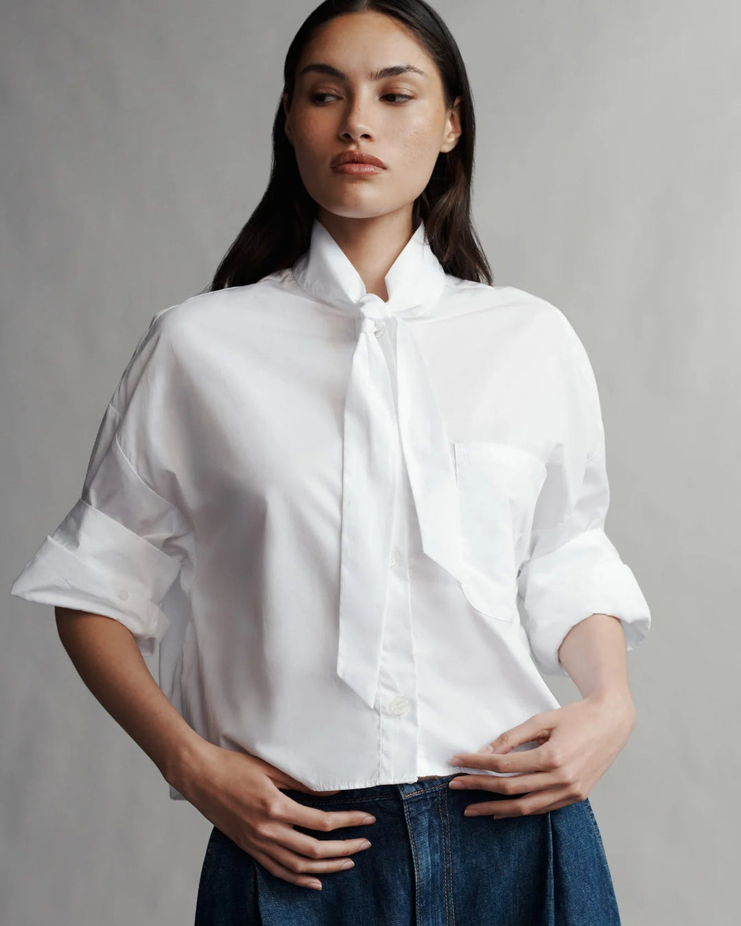 TWP - Next Ex with Tie in White - Kalifornia Jean Bar