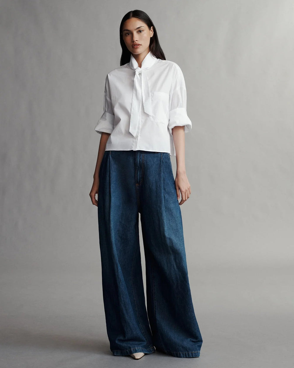 TWP - Next Ex with Tie in White - Kalifornia Jean Bar