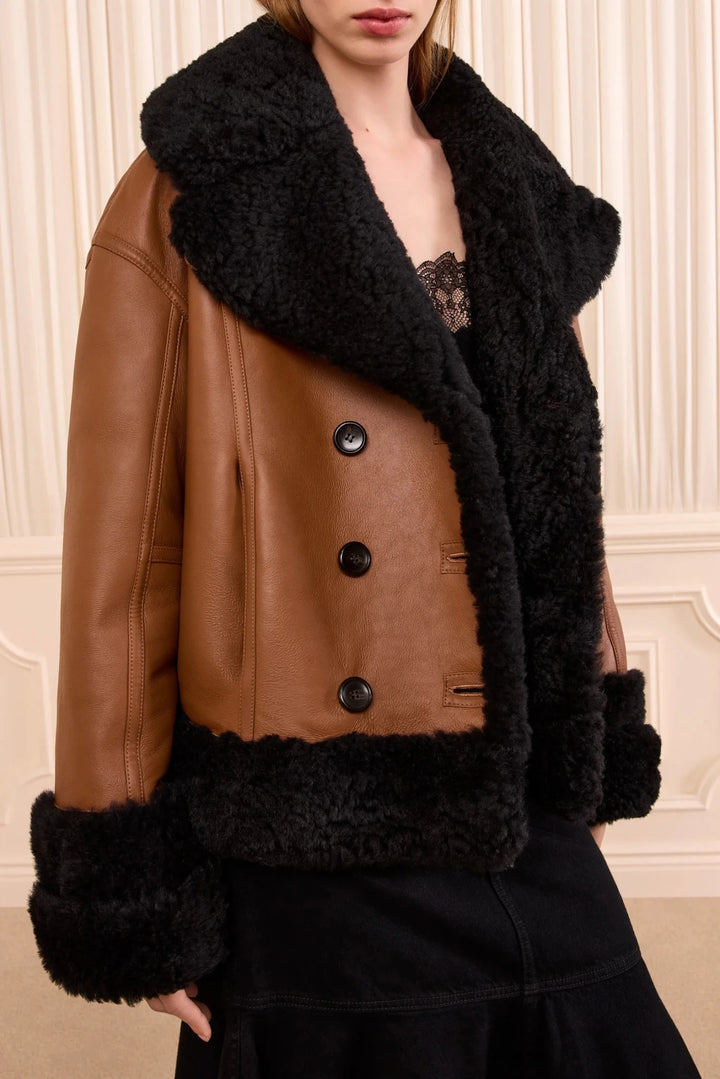 Ulla Johnson - Nisha Reversible Shearling Coat Noir - Kalifornia Jean Bar