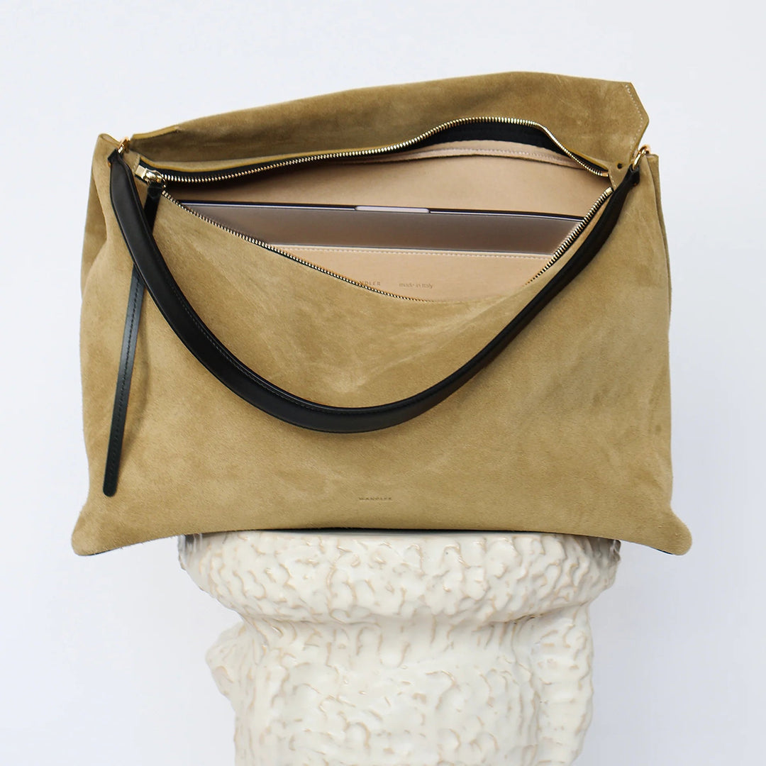 Wandler - Penelope Tote in Khaki Suede/Black - Kalifornia Jean Bar