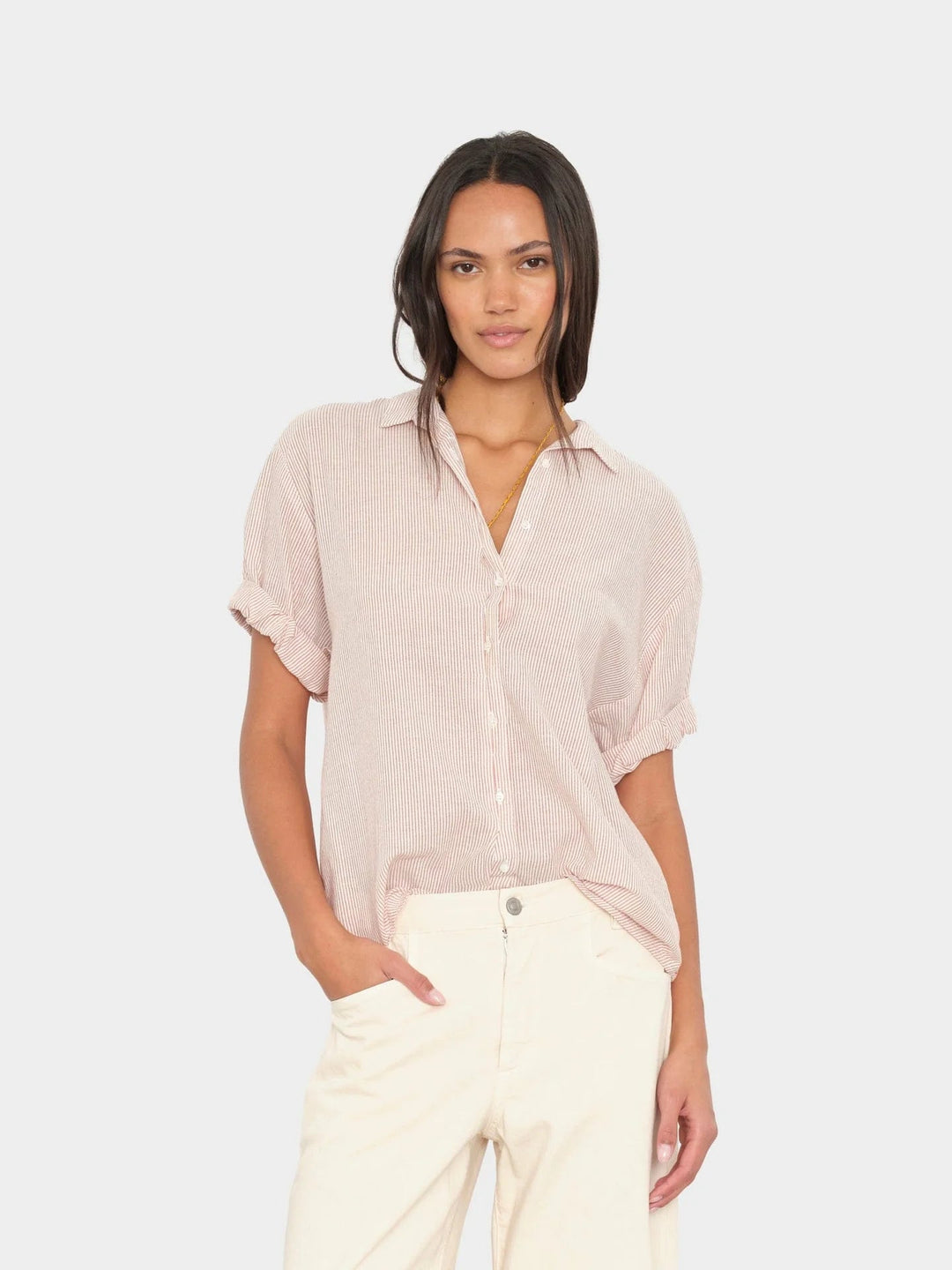 Xirena - Channing Shirt in Burnt Sienna Stripe - Kalifornia Jean Bar