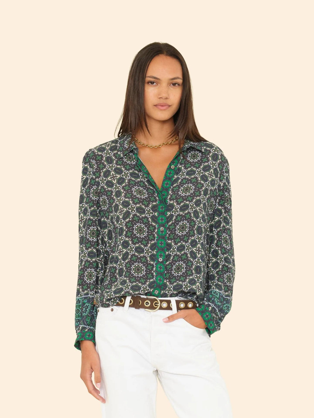 Xirena - Gaby Shirt in Navy Tile - Kalifornia Jean Bar